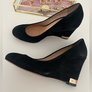 Tory Burch Astoria 90mm wedge lancaster black suede shoes.